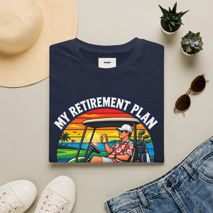 Retirement Golf T-Shirt — “My Retirement Plan Is On Par” Vintage Golf Cart Design