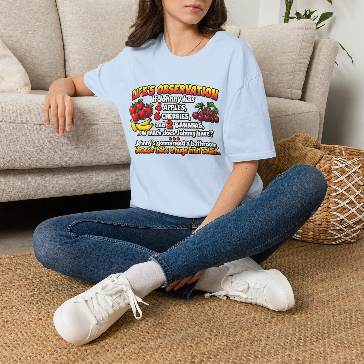 Life’s Observation Fruit Puzzle T-Shirt — Funny Johnny Math Joke Tee