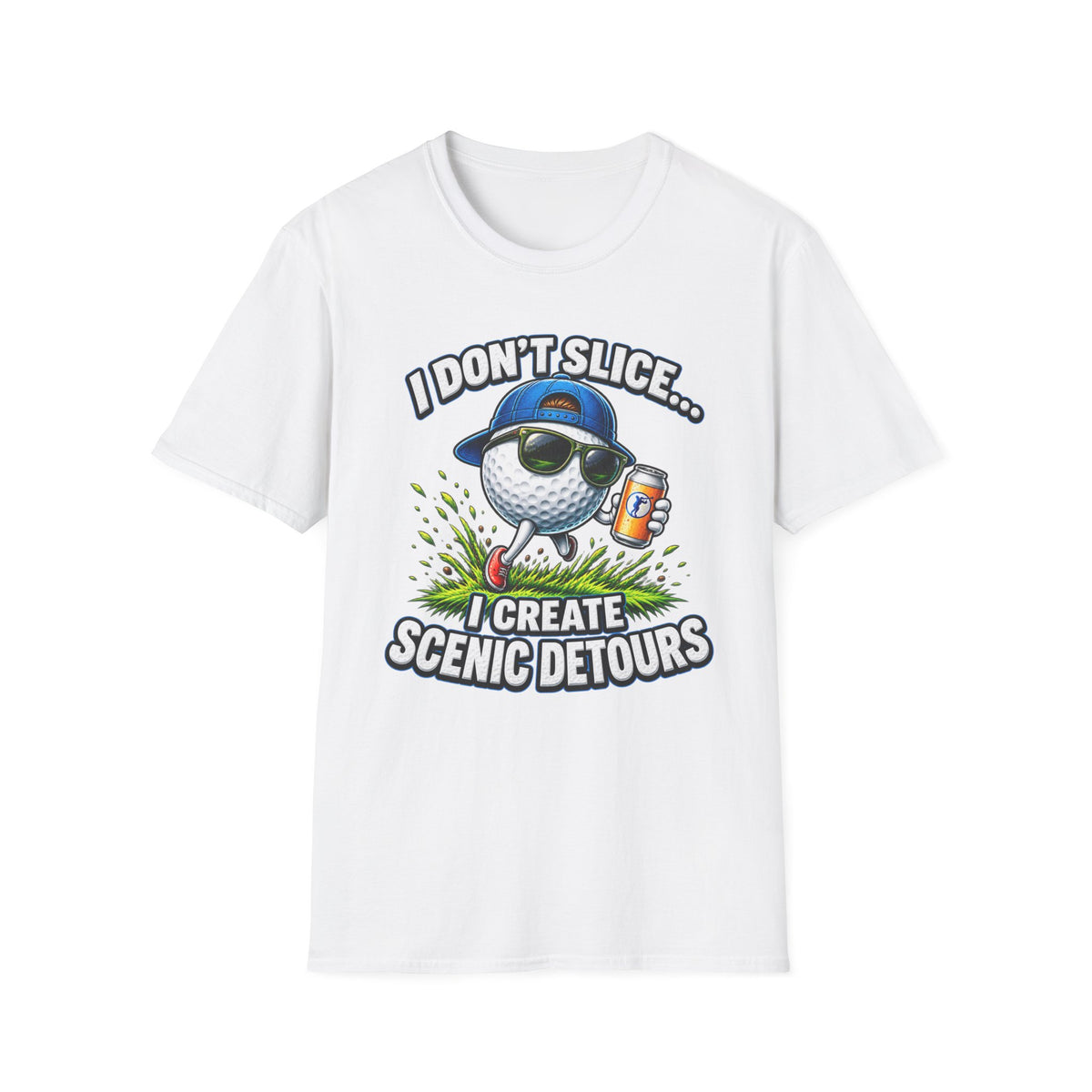 Golf T-Shirt — "I Don't Slice... I Create Scenic Detours" Funny Golfer Tee