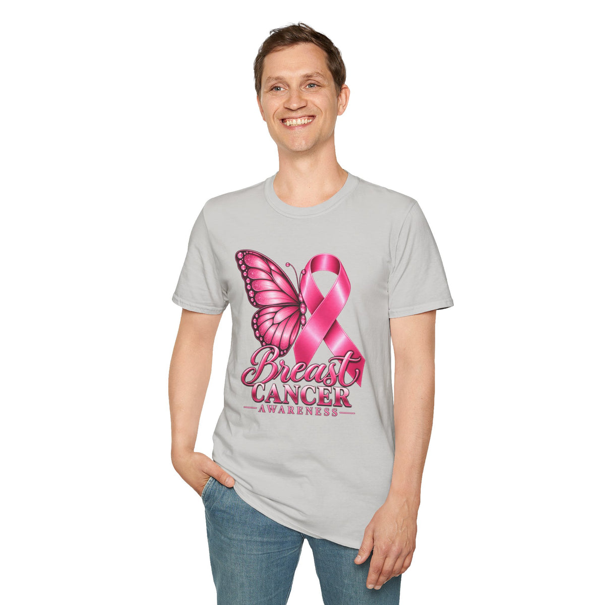 Pink Ribbon Butterfly Breast Cancer Awareness T-Shirt | Support Ribbon Tee