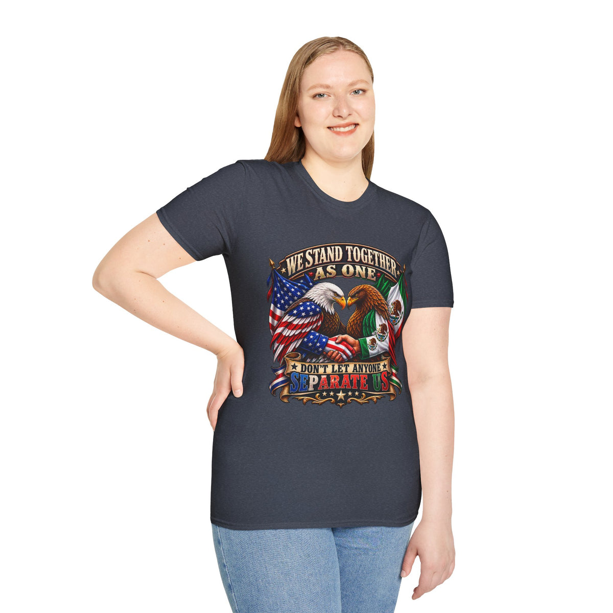 We Stand Together As One Eagle T-Shirt — USA & Mexico Unity Patriotic Tee
