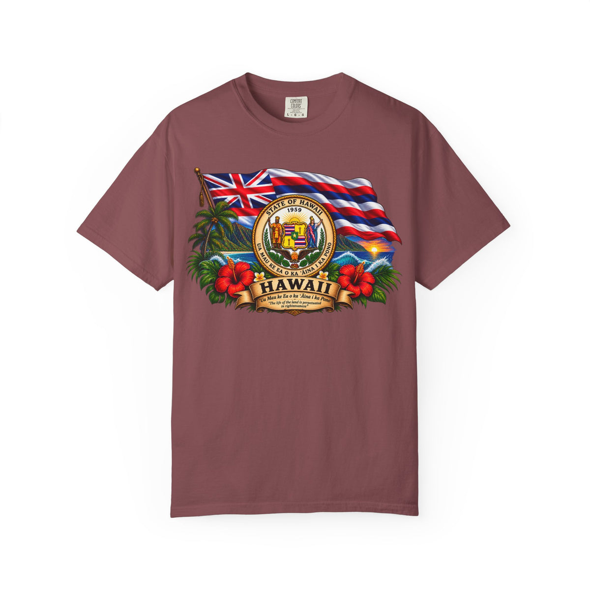 Hawaii State Seal Tee — Vintage Hawaiian Flag & Hibiscus T-Shirt