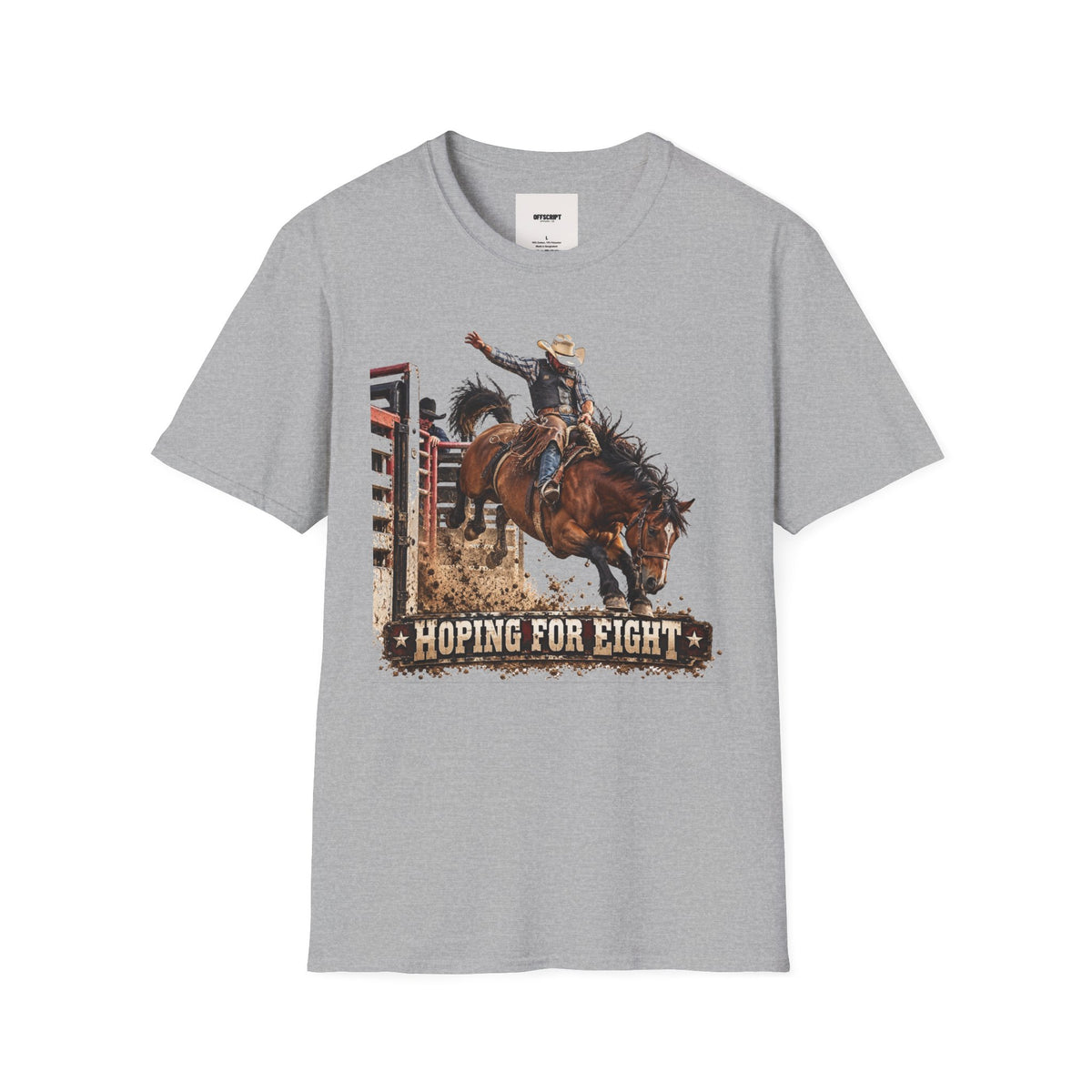 Rodeo Bucking Horse T-Shirt — 'Roping for Eight' Western Cowboy Shirt