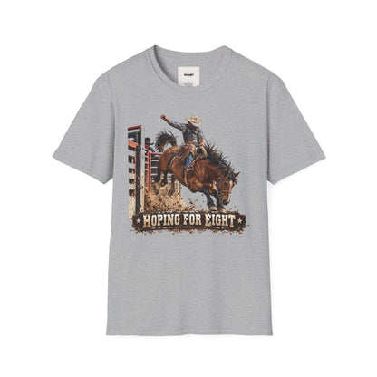 Rodeo Bucking Horse T-Shirt — 'Roping for Eight' Western Cowboy Shirt