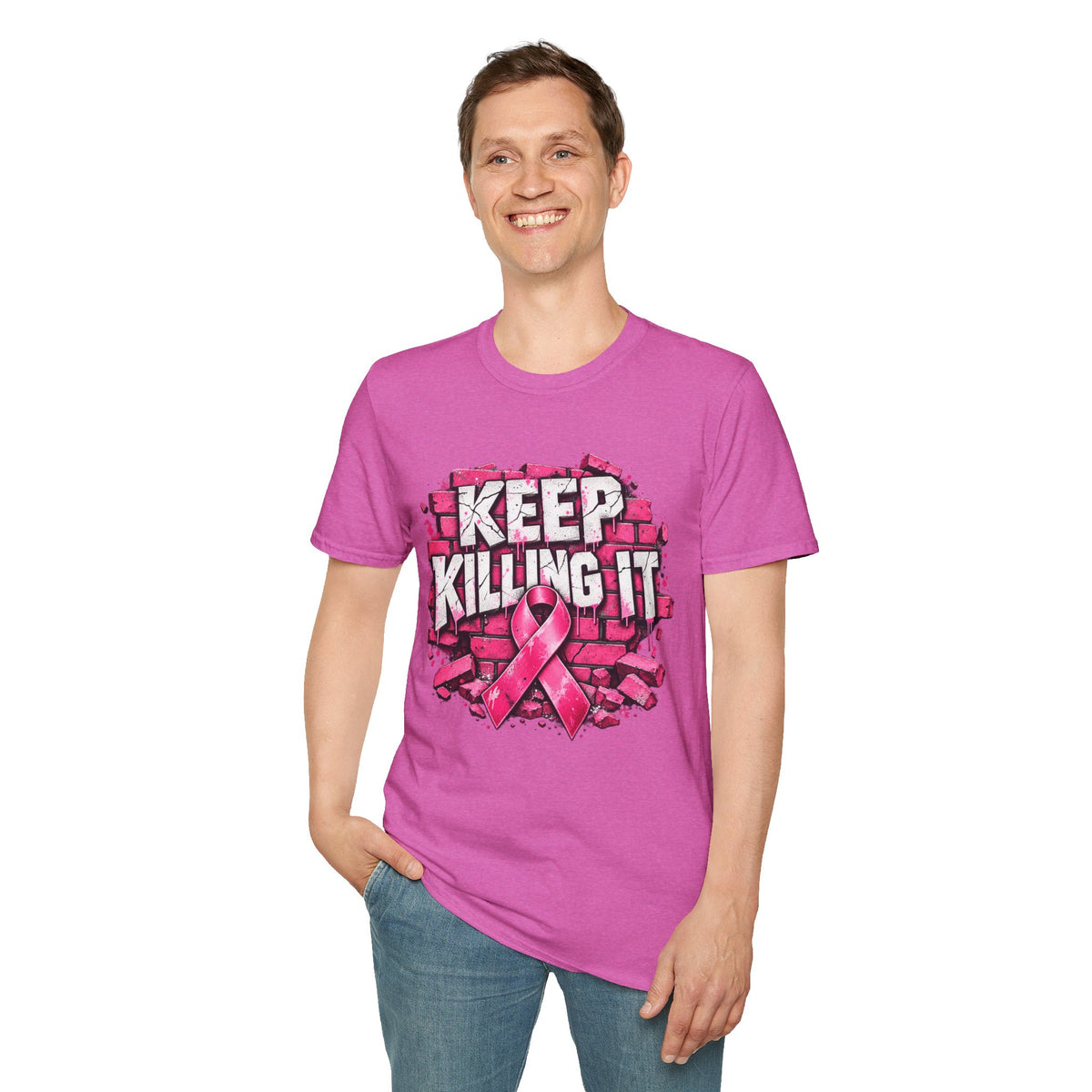 Keep Killing It pink ribbon T-Shirt | Breast Cancer Awareness, Motivational Graphic