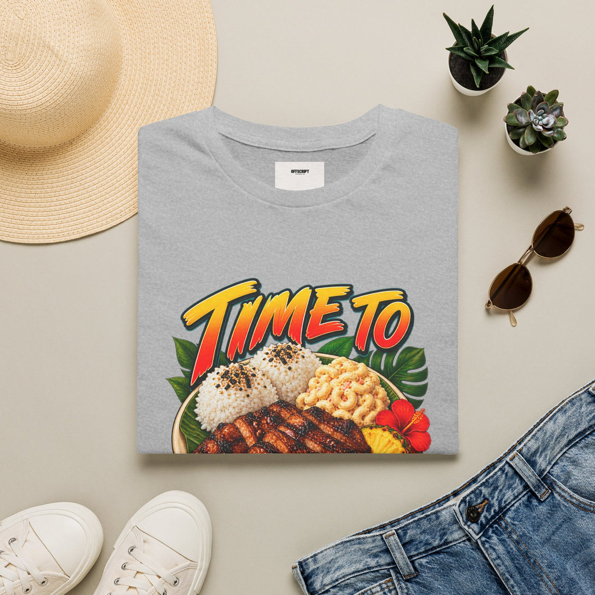 Time To Grind T-Shirt — Hawaiian Plate BBQ Graphic Tee