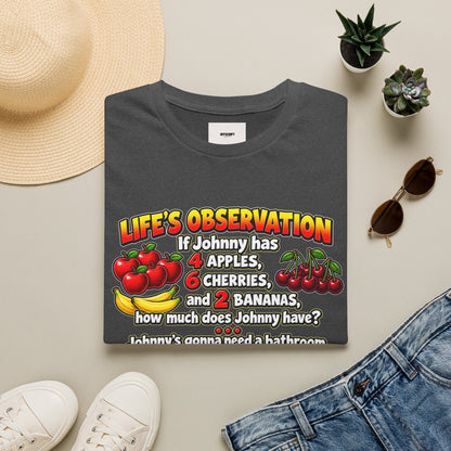 Life’s Observation Fruit Puzzle T-Shirt — Funny Johnny Math Joke Tee