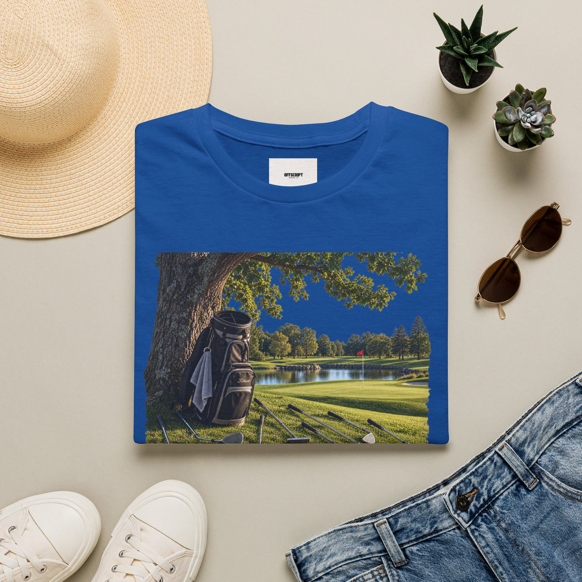 Golf Course Scene T‑Shirt — 'GOLF' Scenic Golfing Graphic Tee