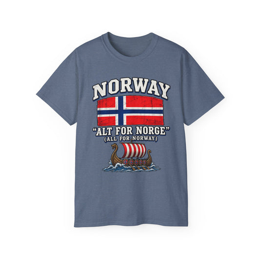 Norway Flag Viking Ship T‑Shirt — "Alt For Norge" Patriotic Tee