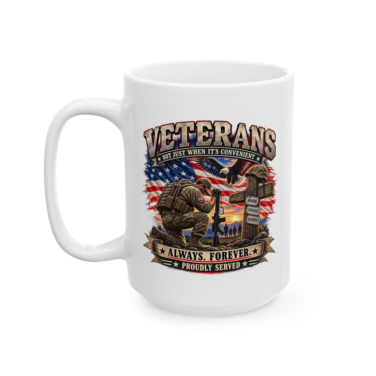 Veterans Eagle Ceramic Mug — American Flag Military Tribute (11oz & 15oz)