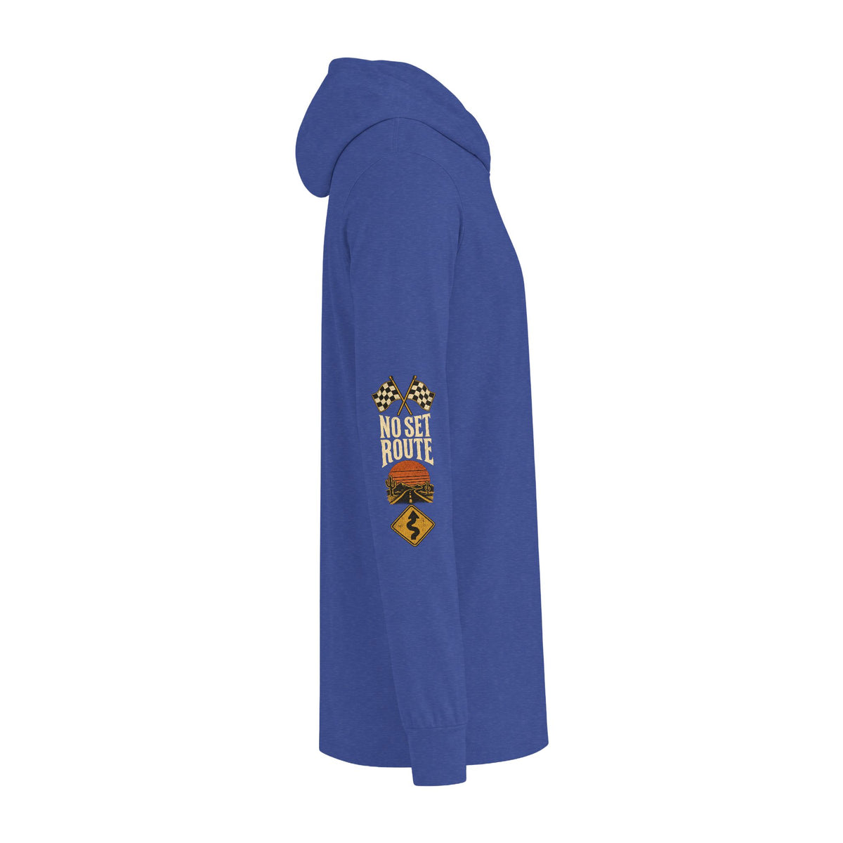Long Sleeve Hoodie — 'Off Script' Desert Sunset Road Graphic