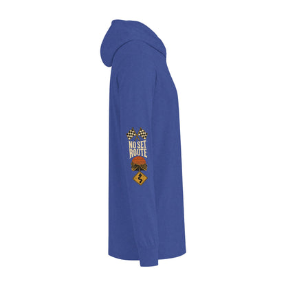 Long Sleeve Hoodie — 'Off Script' Desert Sunset Road Graphic