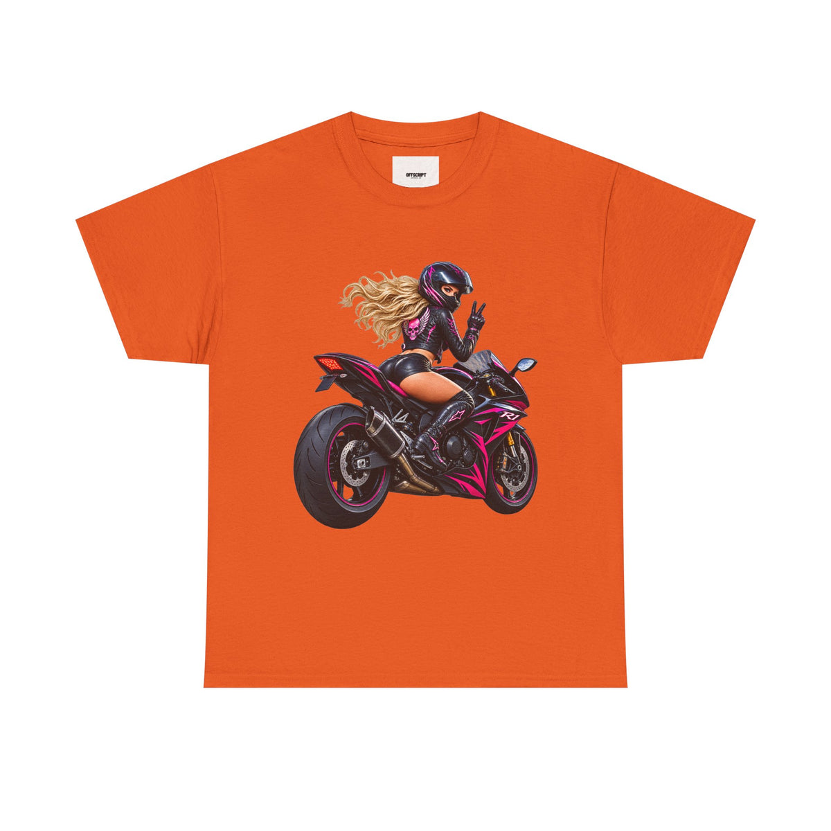 Motorcycle Girl Tee — Feminine Sportbike Rider Graphic Shirt