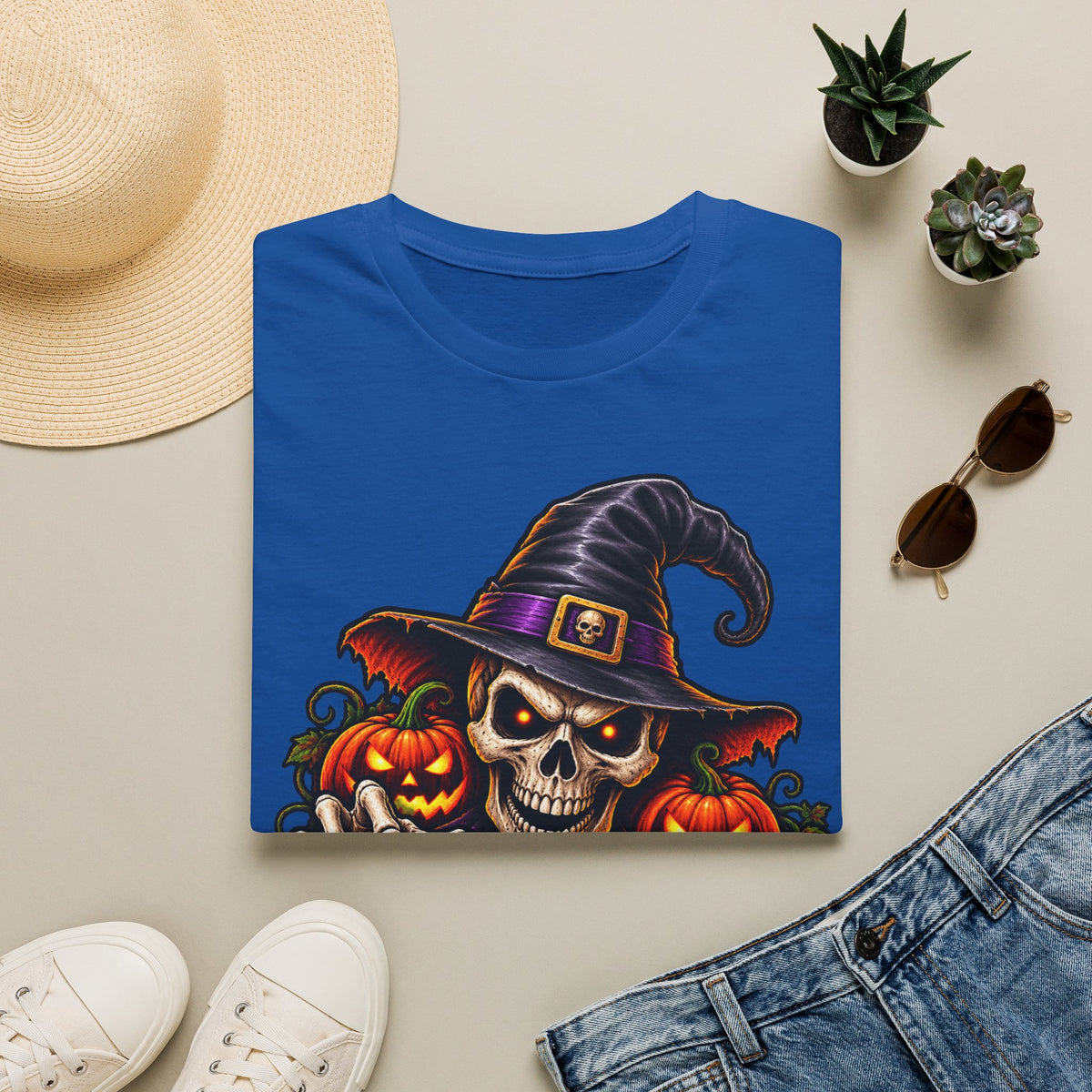 Halloween Skull Witch T-Shirt — Trick or Treat Pumpkin Graphic Tee