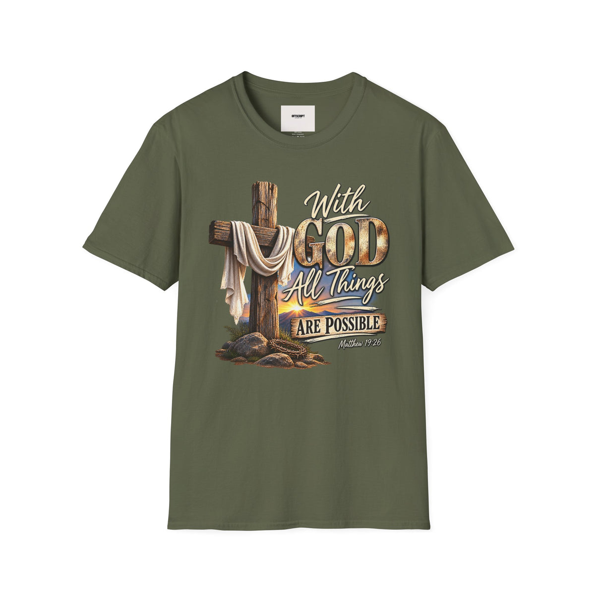 With God All Things Are Possible T‑Shirt — Christian Cross Faith Shirt