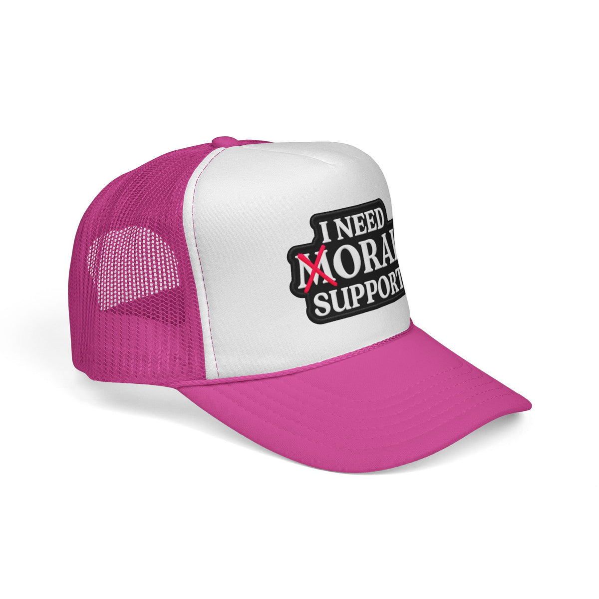 I Need Moral Support Trucker Cap — Funny Protest Patch Hat