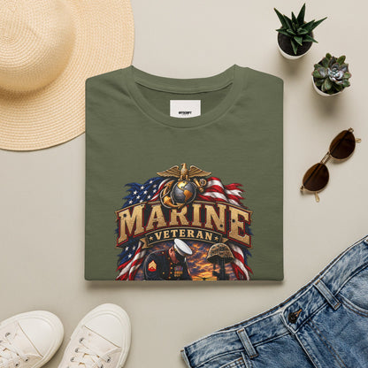 Marine Veteran T-Shirt — US Flag Eagle Emblem Military Tribute