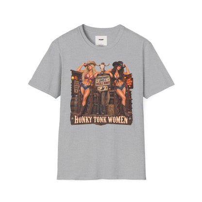 Cowgirl Pinup T-Shirt — "Bunny Tonk Women" Western Graphic Tee