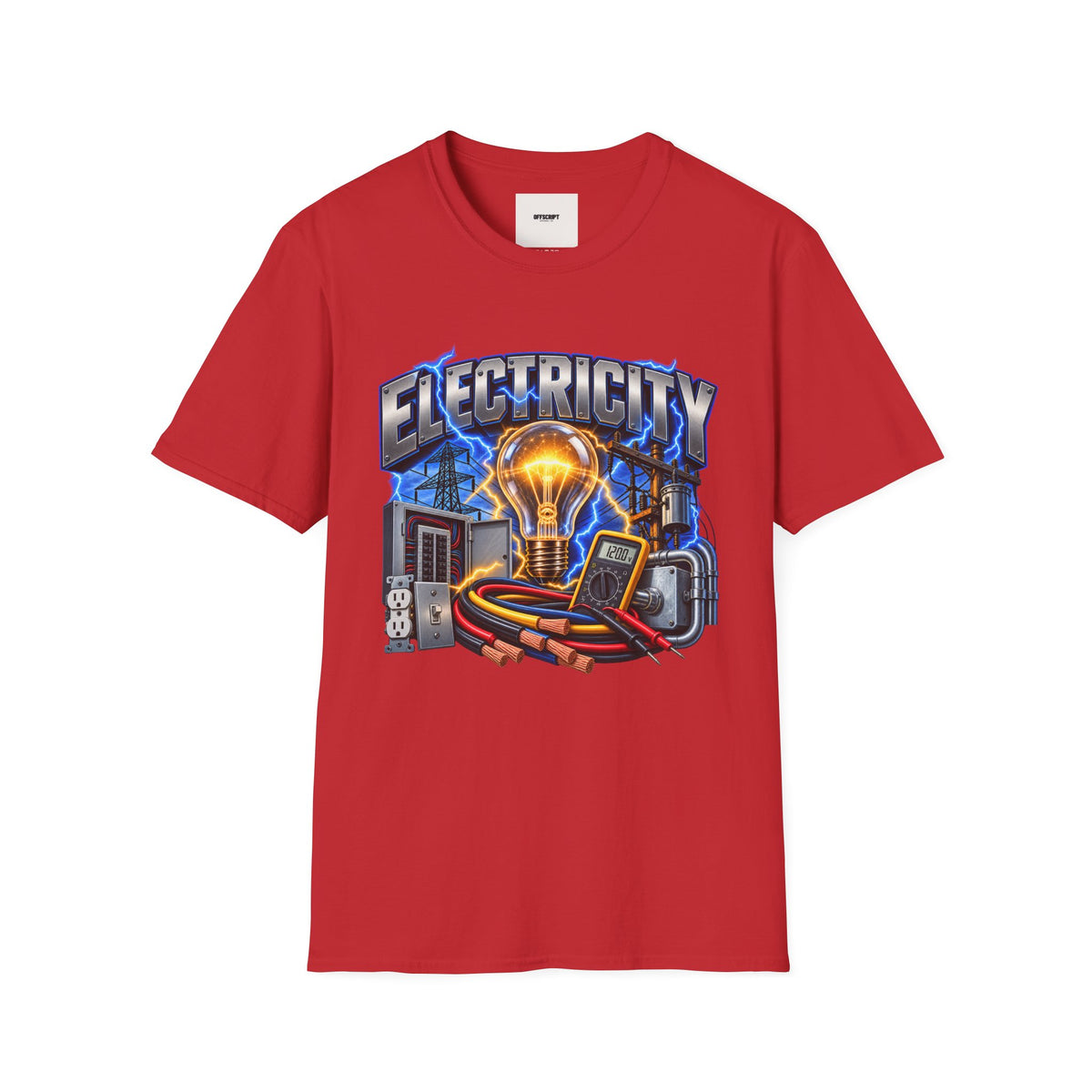 Electricity Graphic T-Shirt — Vintage Lightbulb Power Design