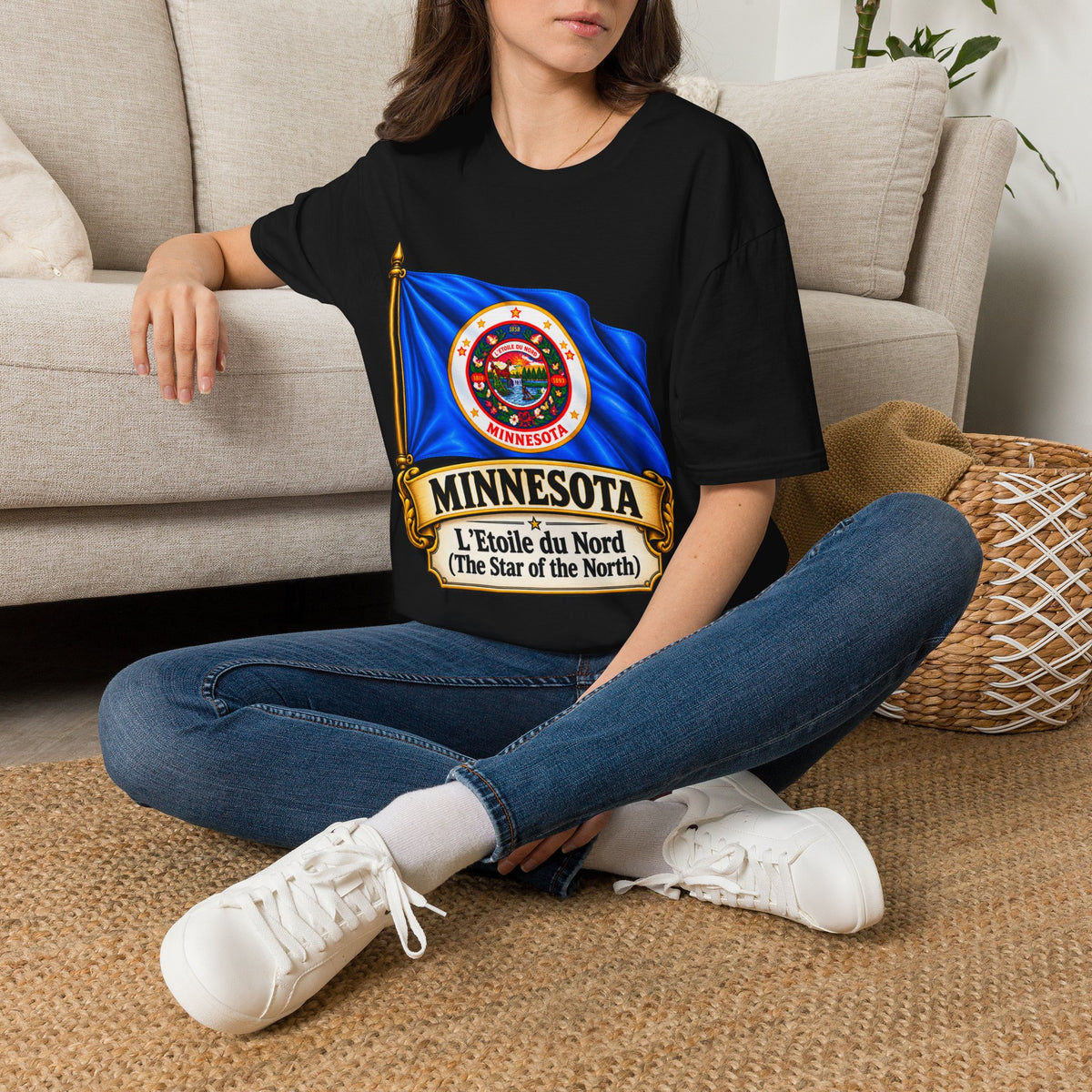 Minnesota Flag T-Shirt - 'Minnesota: L'Étoile du Nord / The Star of the North' Graphic Tee