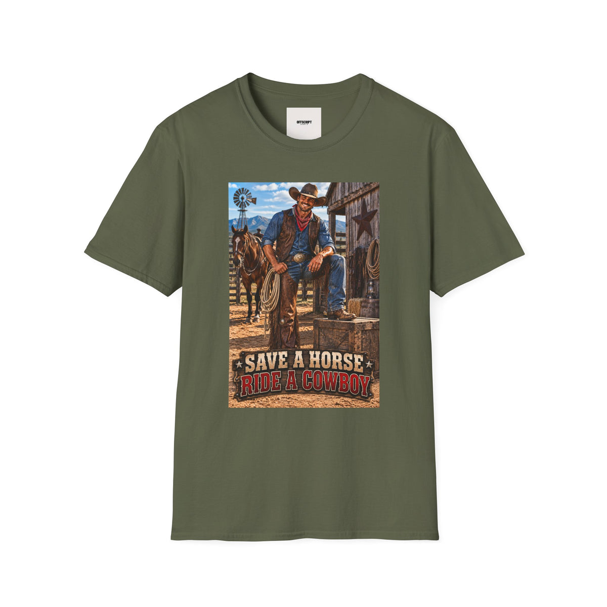 Cowboy Graphic T-Shirt — “Save a Horse, Ride a Cowboy” Western Tee