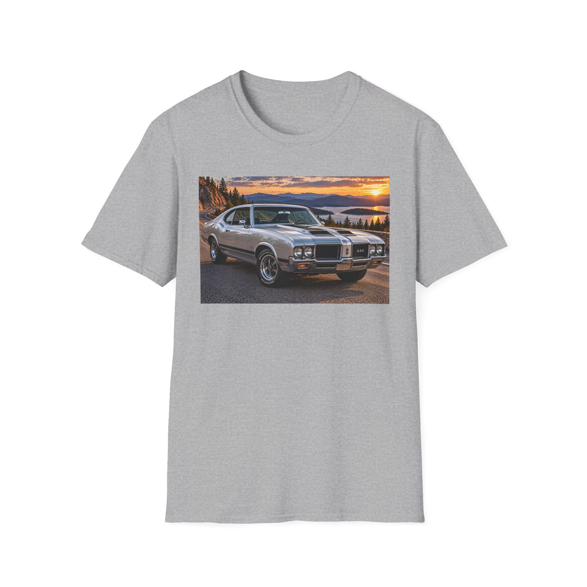 Classic Muscle Car T-Shirt – Vintage Oldsmobile Sunset Graphic Tee