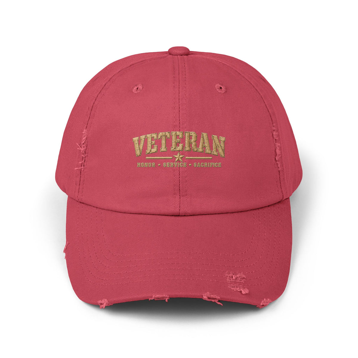 Veteran Distressed Cap — Honor Courage Sacrifice Embroidered Hat