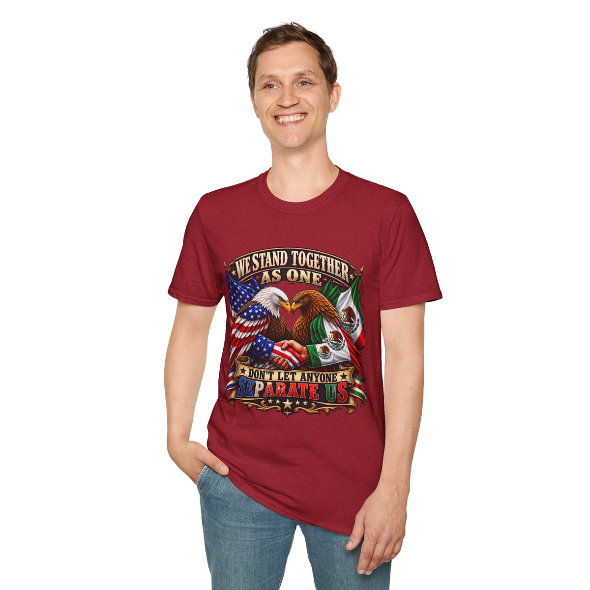 We Stand Together As One Eagle T-Shirt — USA & Mexico Unity Patriotic Tee