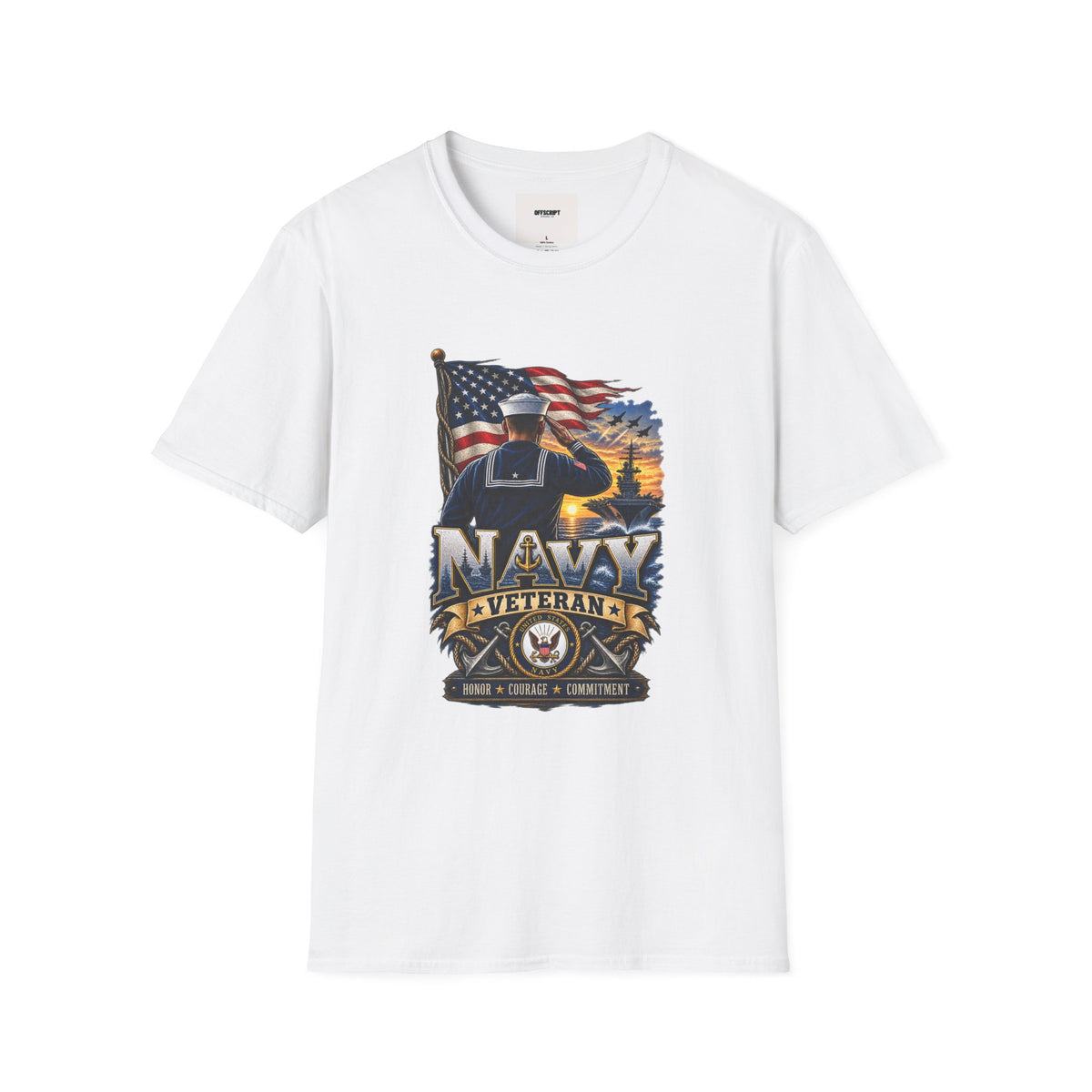 Navy Veteran Salute T‑Shirt – American Flag Military Tribute