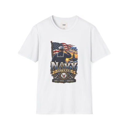 Navy Veteran Salute T‑Shirt – American Flag Military Tribute