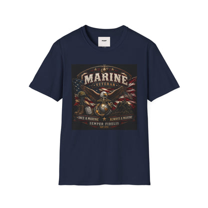 Marine Veteran T‑Shirt — Patriotic Eagle & American Flag Military Tribute