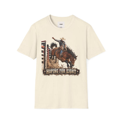 Rodeo Bucking Horse T-Shirt — 'Roping for Eight' Western Cowboy Shirt