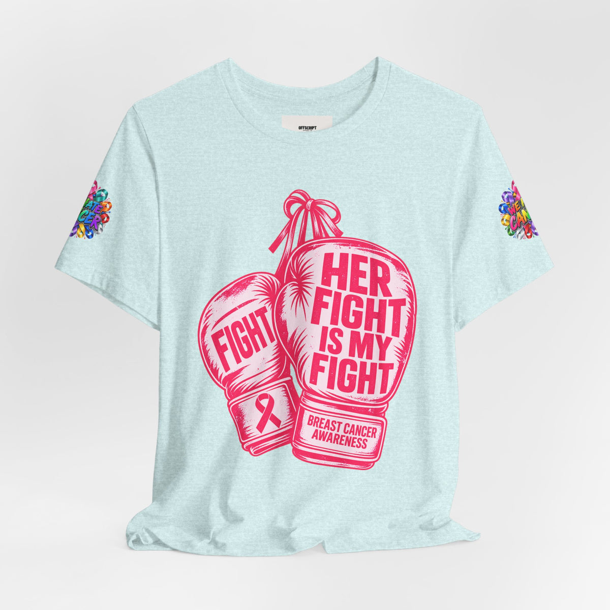 Breast Cancer Awareness Tee – “Her Fight Is My Fight” Boxing Gloves T-Shirt