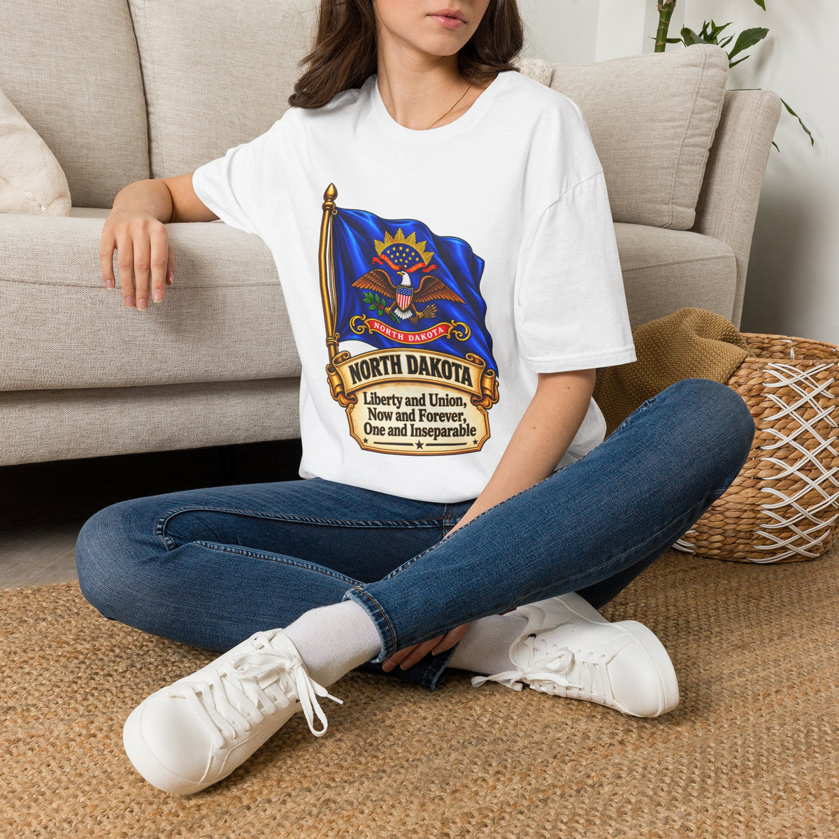 North Dakota Flag T-Shirt — State Seal Liberty & Union Tee