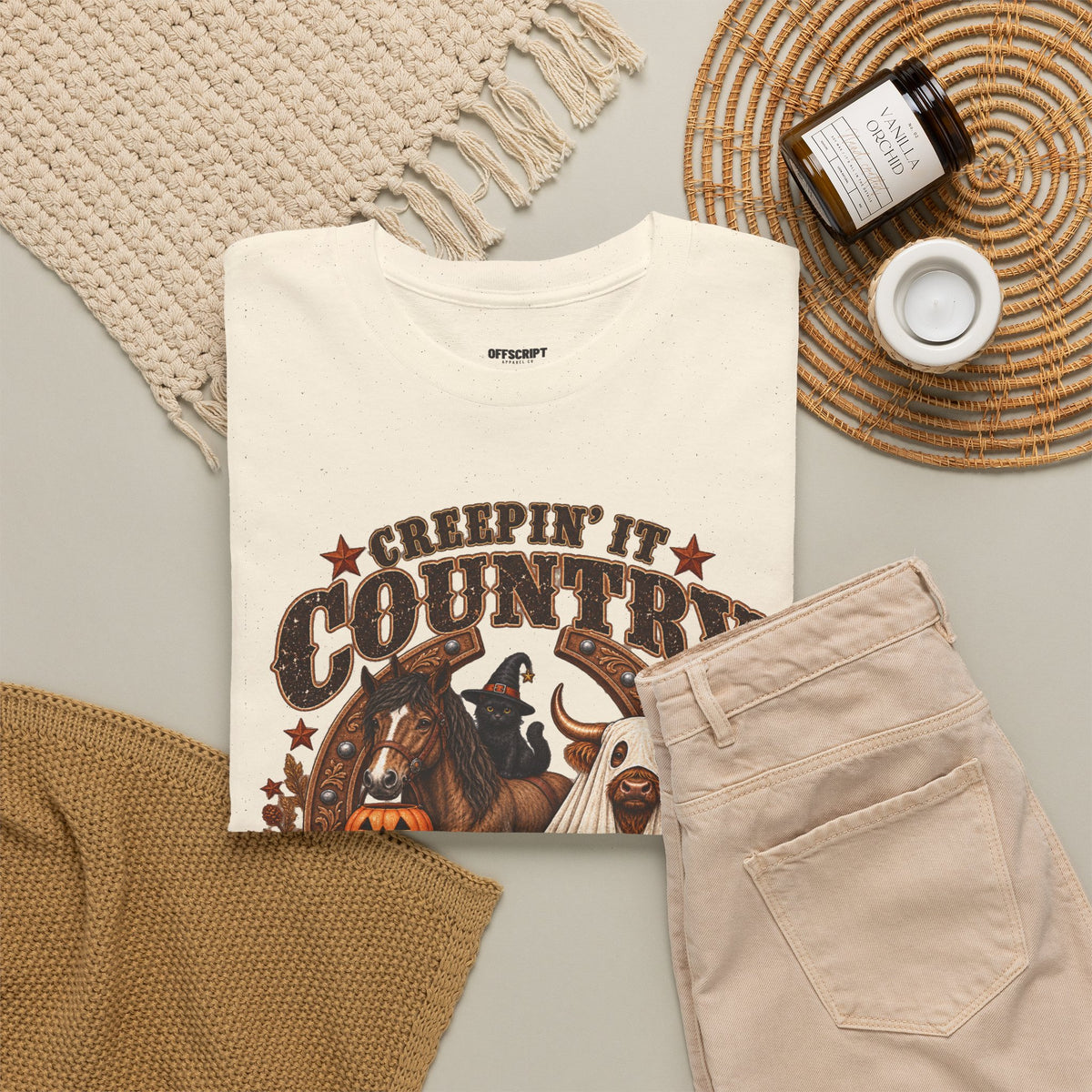 Country Halloween Tee — "Keepin' It Country Boo Y'all" Farm Animal Pumpkin T-Shirt