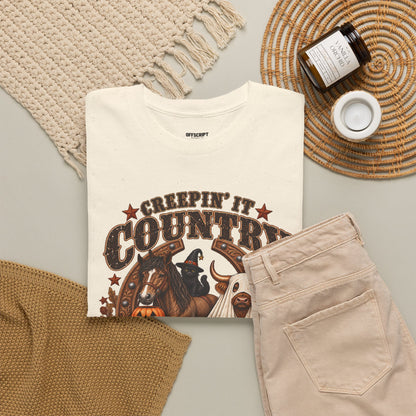 Country Halloween Tee — "Keepin' It Country Boo Y'all" Farm Animal Pumpkin T-Shirt