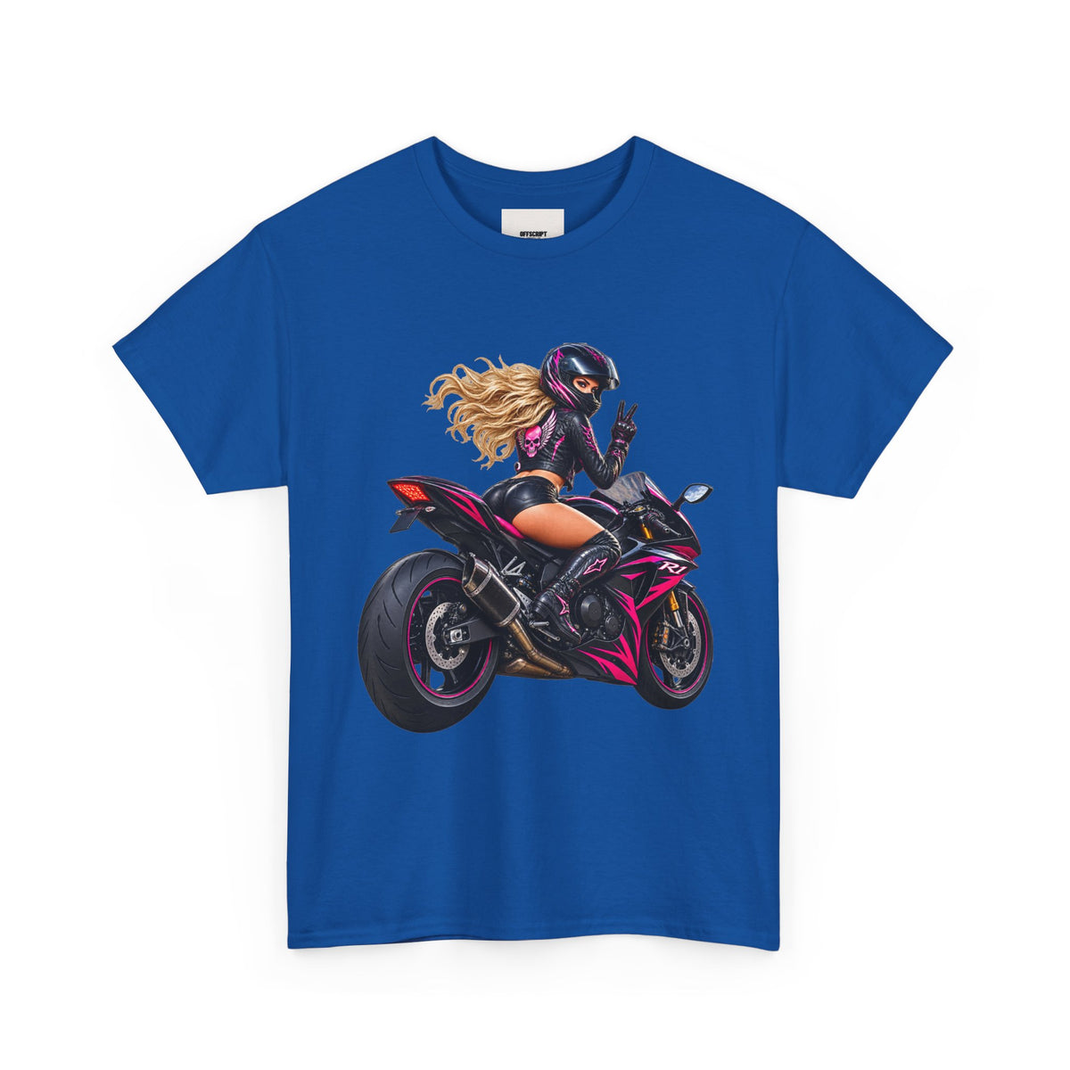 Motorcycle Girl Tee — Feminine Sportbike Rider Graphic Shirt
