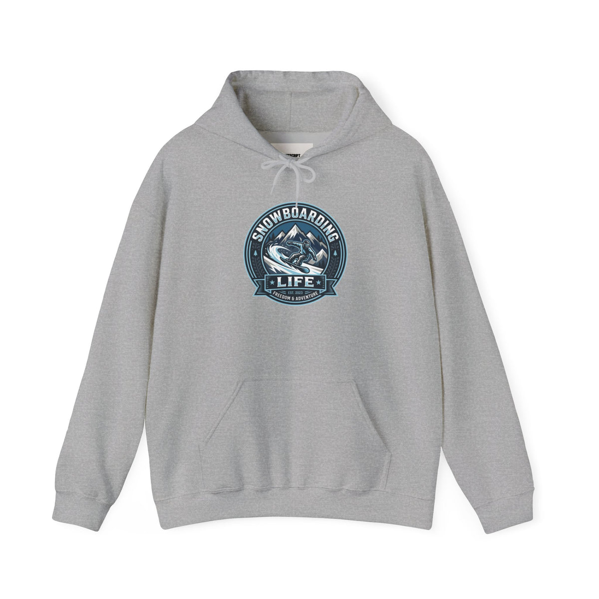 Snowboarding Hoodie – "Snowboarding Life" Graphic Pullover with Backboarder Illustration