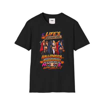 Halloween Superhero Pinup T-Shirt — "Life's Observations" Graphic Tee