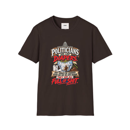 T-Shirt — 'Politicians Are Like Diapers' Funny Political Graphic Tee