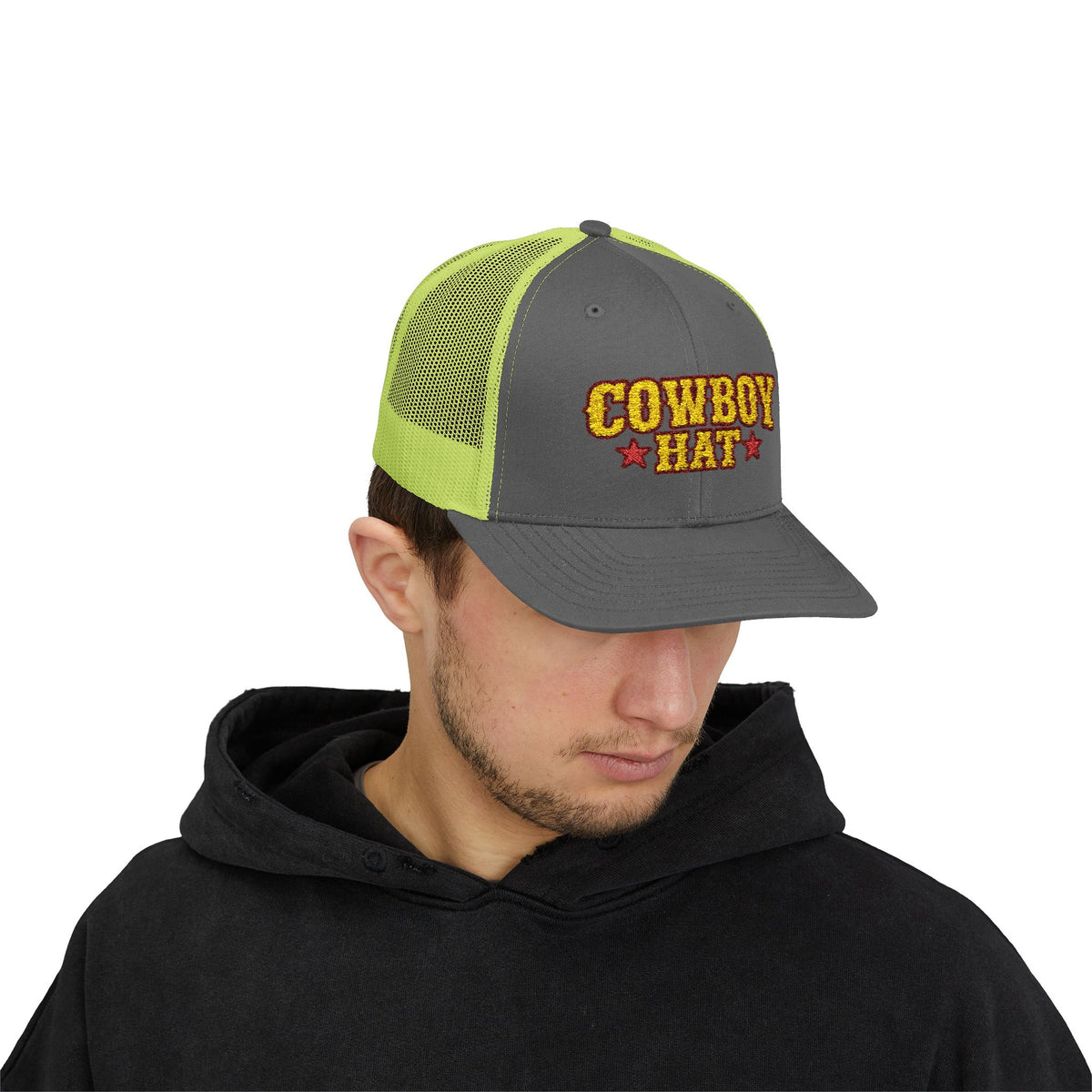 Cowboy Hat Snapback Trucker Cap – Western Rodeo Mesh Back Hat