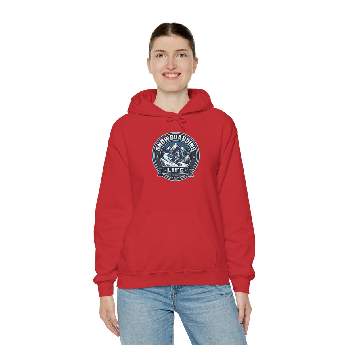 Snowboarding Hoodie – "Snowboarding Life" Graphic Pullover with Backboarder Illustration