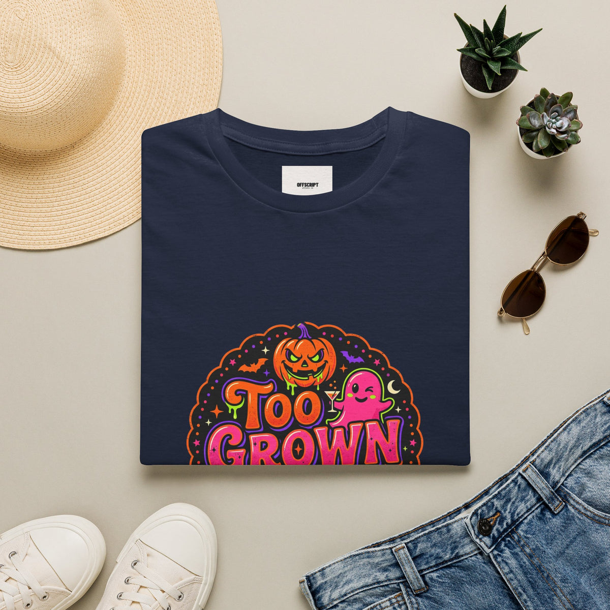 Too Grown to Boo Halloween T-Shirt — Funny Pumpkin & Ghost Graphic Tee