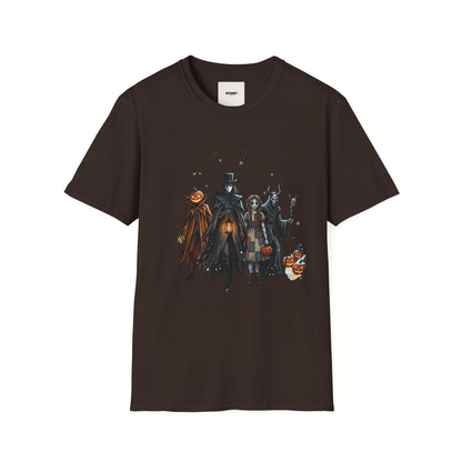 Halloween Gothic Crew T-Shirt — Haunted Pumpkin, Witch & Spooky Friends Design