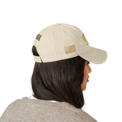 Veteran Embroidered Distressed Dad Hat — USA Honor Gratitude
