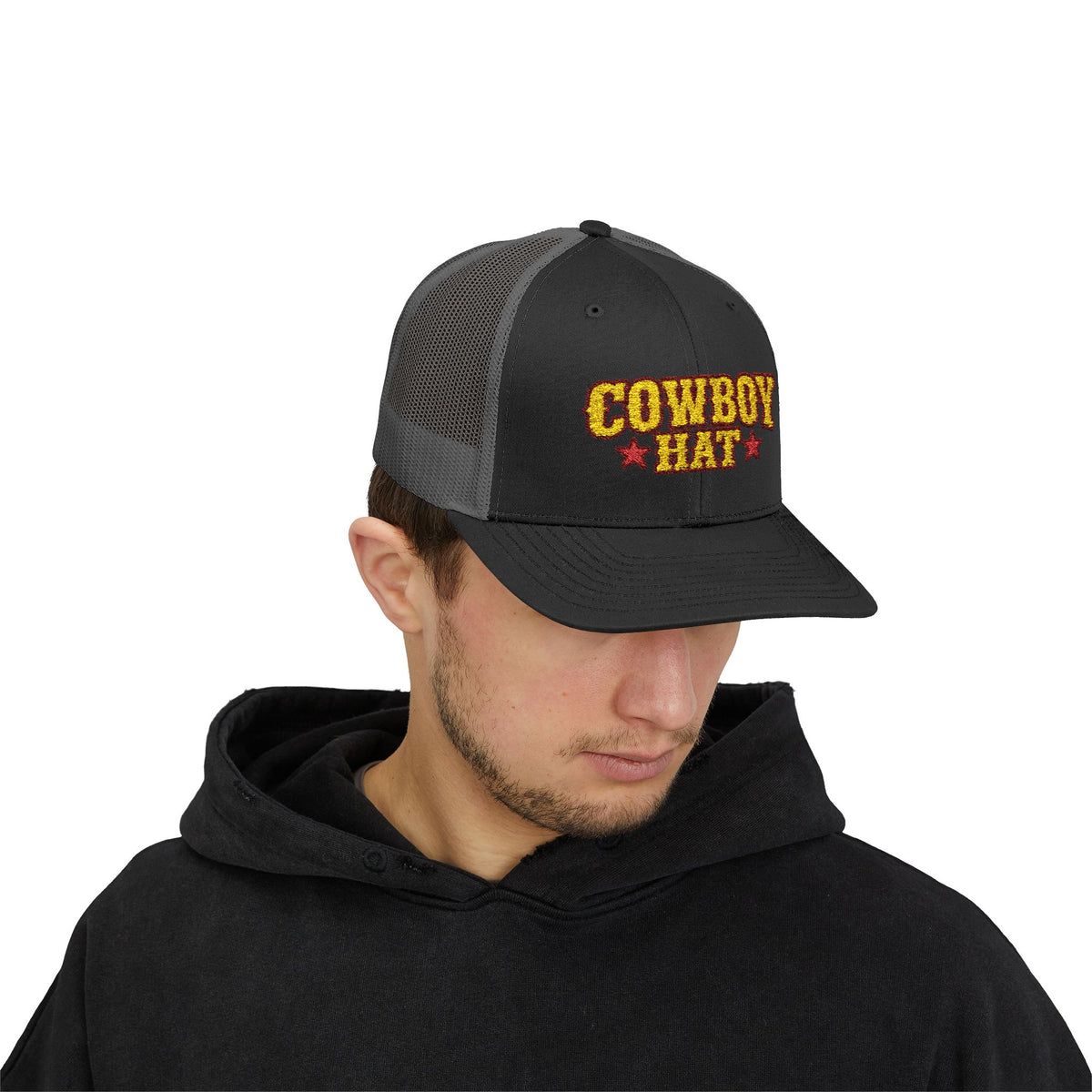 Cowboy Hat Snapback Trucker Cap – Western Rodeo Mesh Back Hat