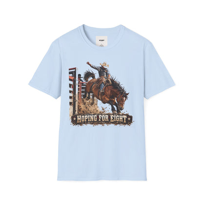 Rodeo Bucking Horse T-Shirt — 'Roping for Eight' Western Cowboy Shirt