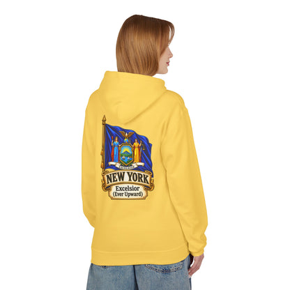 New York State Flag Hoodie – "Excelsior (Ever Upward)" Graphic Pullover