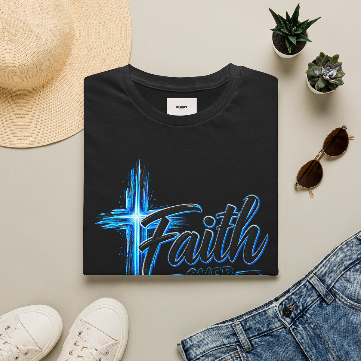 Faith Over Fear T‑Shirt — Christian Cross Inspirational Graphic Tee