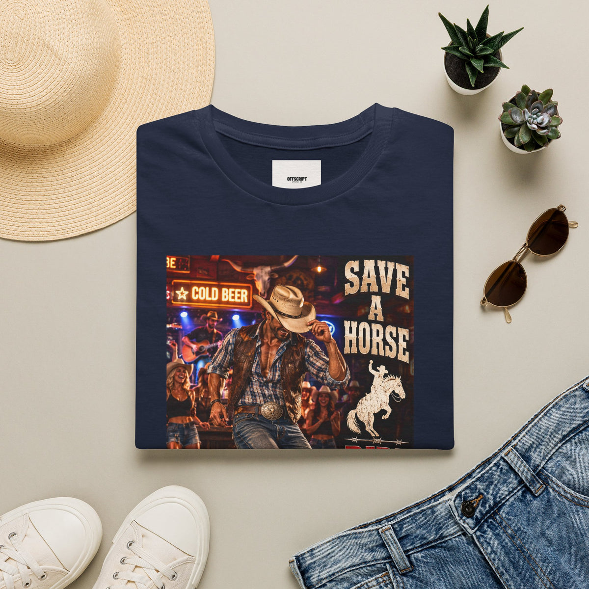 Save a Horse Ride a Cowboy T-Shirt — Country Western Cowboy Graphic Tee